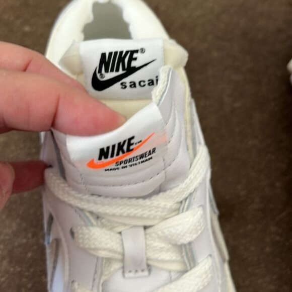 Sacai X Nike Blazer Low White Patent Two Tone Double Sneaker - Picture 11 of 15